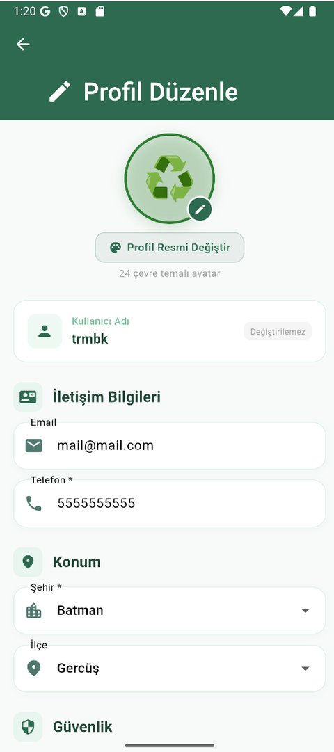 Profil düzenleme ekranı